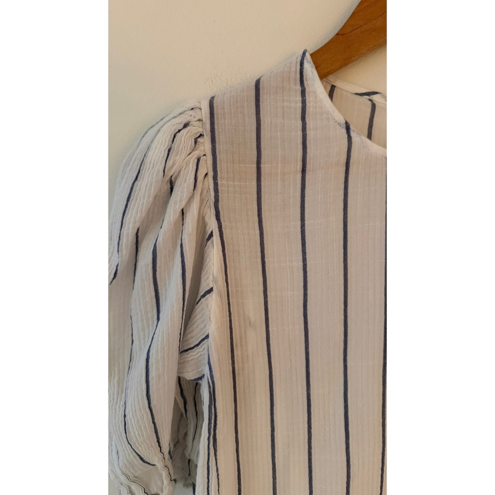 J.Crew Puff-Sleeve Top in Sheer Cotton Gauze Blue XS - Picture 5 of 9